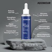 Adomour Hair Growth Serum with Rosemary, Redensyl, Procapil, Strengthens Hair Roots & Improves Hair Density | Hair regrowth & Hair fall control serum for Men & Women | Natural DHT Blocker | 50ml