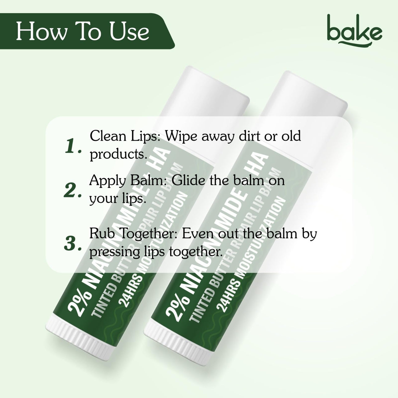 BAKE 2% Niacinamide + Hyaluronc Acid Tinted Butter Brightening Lip Balm 24 Hour Moisturization | For Dark, Pigmented, Dry, Flaky Lips | De-Tan Lip Balm - 5g
