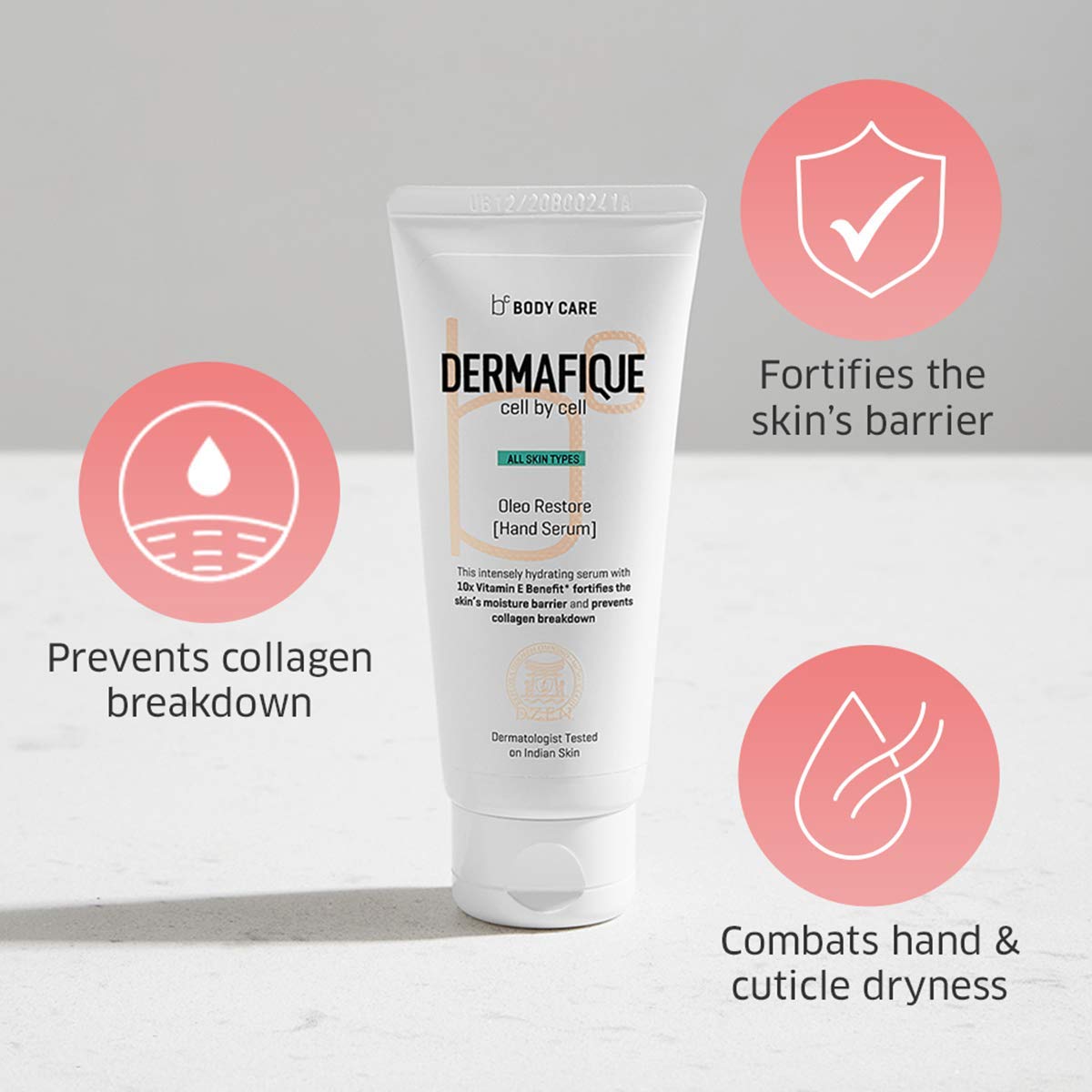 Dermafique Ole Restore Hand Cream – 50g, Protects from UV Induced Skin Damage, Enriched with 10x Vitamin E & Goodness of Olive Oil and Glycerine, Hand Cream for Dry and Rough Hands, For Both Men & Women