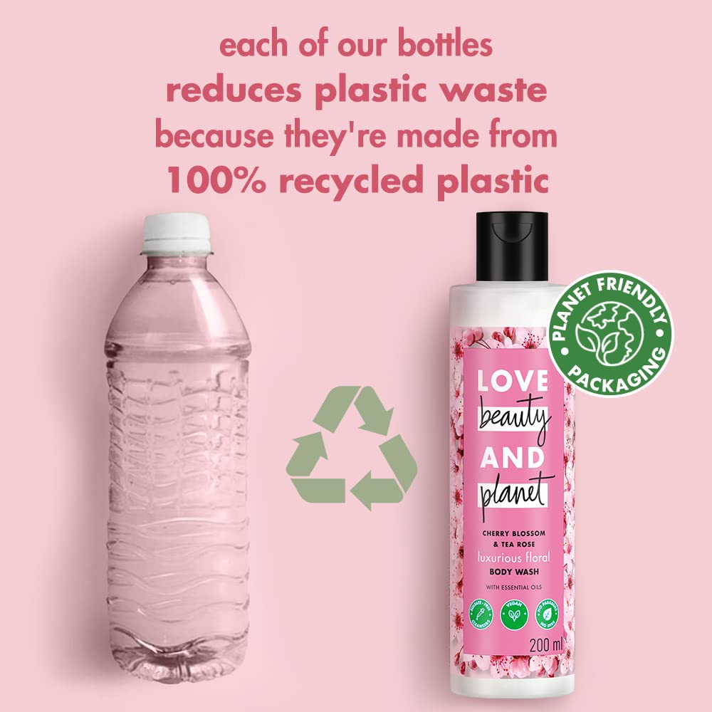 Love Beauty & Planet Cherry Blossom & Tea Rose Indulging Body Wash|Floral Shower Gel for Soft Skin,200ml