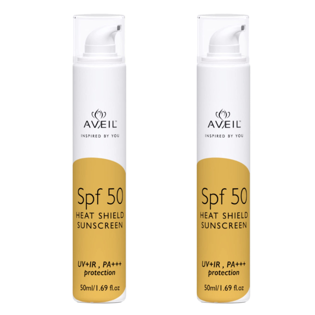 AVEIL Heat Shield Gel Sunscreen SPF 50 With PA+++ | For All Skin Types | Paraben & Paraffin free | Hydrating Sunscreen | Sun Protection From UVA, UVB, IR | No White Caste | Pack of 2-50ml each
