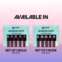 Recode Nude Blossom Matte Mini Bullet Lipstick Set Of 5(5 X 1.5 G)