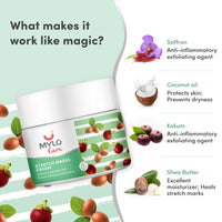Mylo Care Stretch Marks Cream for Pregnancy with the Goodness of Shea Butter, Saffron, Kokum Butter and Aloe Vera, Australia Certified Toxin Free, No Mineral Oils - 100ml (Pack of 1)