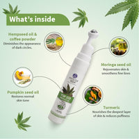 Ayouthveda Hemp Seed Under Eye Gel with Cooling Massage Roller|For Puffy Eyes, Dark Circles, Wrinkles & Fine Lines|With Hemp Seed Oil, Almond oil & Coffee| (Pack of 1;15ml)