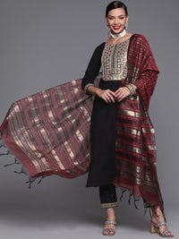 INDO ERA Women's  Embroidered Viscose Straight Kurta Trouser With Dupatta Set