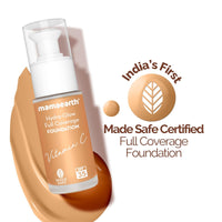 Mamaearth Hydra-Glow Full Coverage Dewy Finish Liquid Foundation With Vitamin C & Turmeric- 30 Ml|Full Coverage|Gives 3X Instant Glow|12-Hour Long Stay & Hydration|Spf 35|Non-Drying (04 Sun Glow)