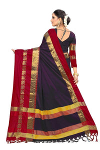 PAREVDEE Women's  Dobby Cotton Saree With Blouse Piece
