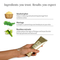 SHANKARA Gheesutra Hand and Foot Cream Enriched with Washed Ghee, Moringa, and Bamboo Extracts For Intensive Hydration, Moisturizing, and Skin Barrier Improvement - 60ml