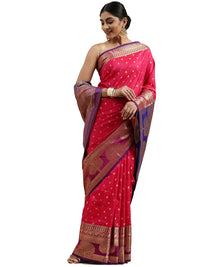 Pandadi Saree Women's  Banarasi Silk Saree With Unstitched Blouse Piece