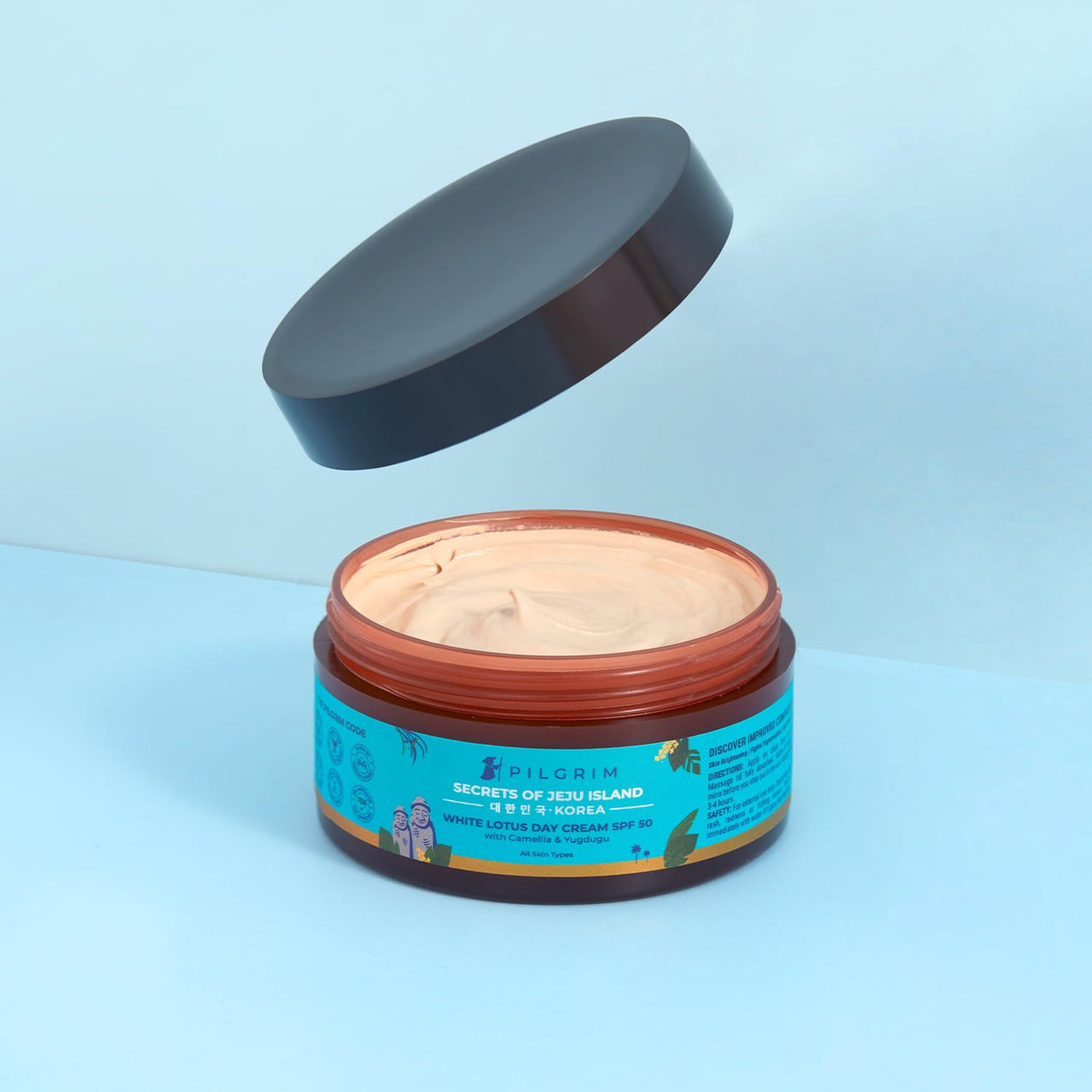 Pilgrim Korean White Lotus Face Cream with SPF 50 | White Lotus Day cream for women daily use | Face cream for dry skin, sensitive skin & oily skin | For Women and Men | 100g