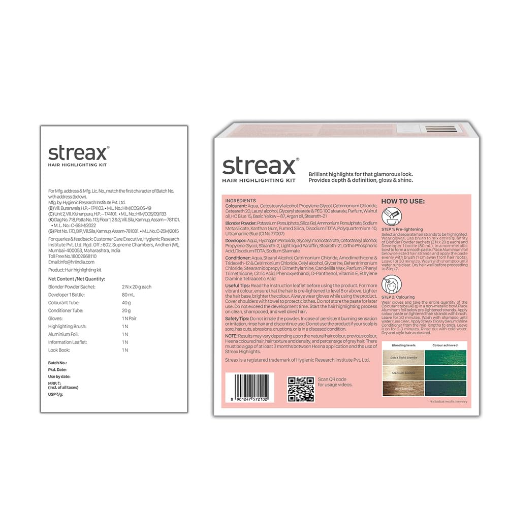 Streax Hair Colour Highlight Kit | Forest Green - Pack of 1 | Enriched With Walnut & Argan Oil | Rich, Vibrant, Easy to Use, DIY Application for Women