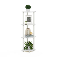 Furinno Turn-N-Tube 4-Tier Corner Display Rack Multipurpose Shelving Unit, Dark Brown Grain/Black 4-Tier Round Tube