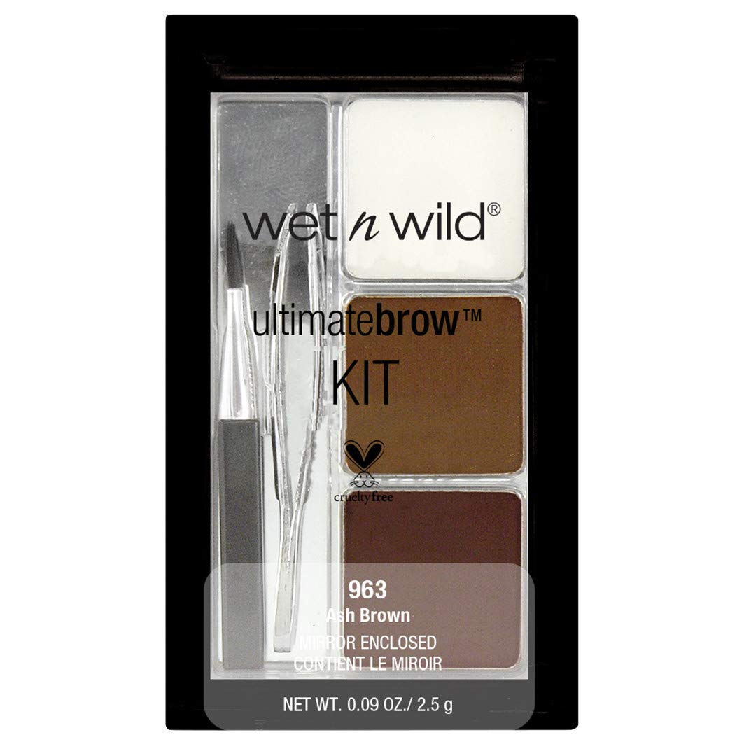 Wet n Wild Ultimate Brow Kit, Eyebrow Kit to Shape, Define and Fill the Eyebrows, Kit with 1 Brow Wax, 2 Fixing Powders, 1 Brush and 1 Tweezers, Vegan Product, Ash Brown Paraben & Cruelty-20g