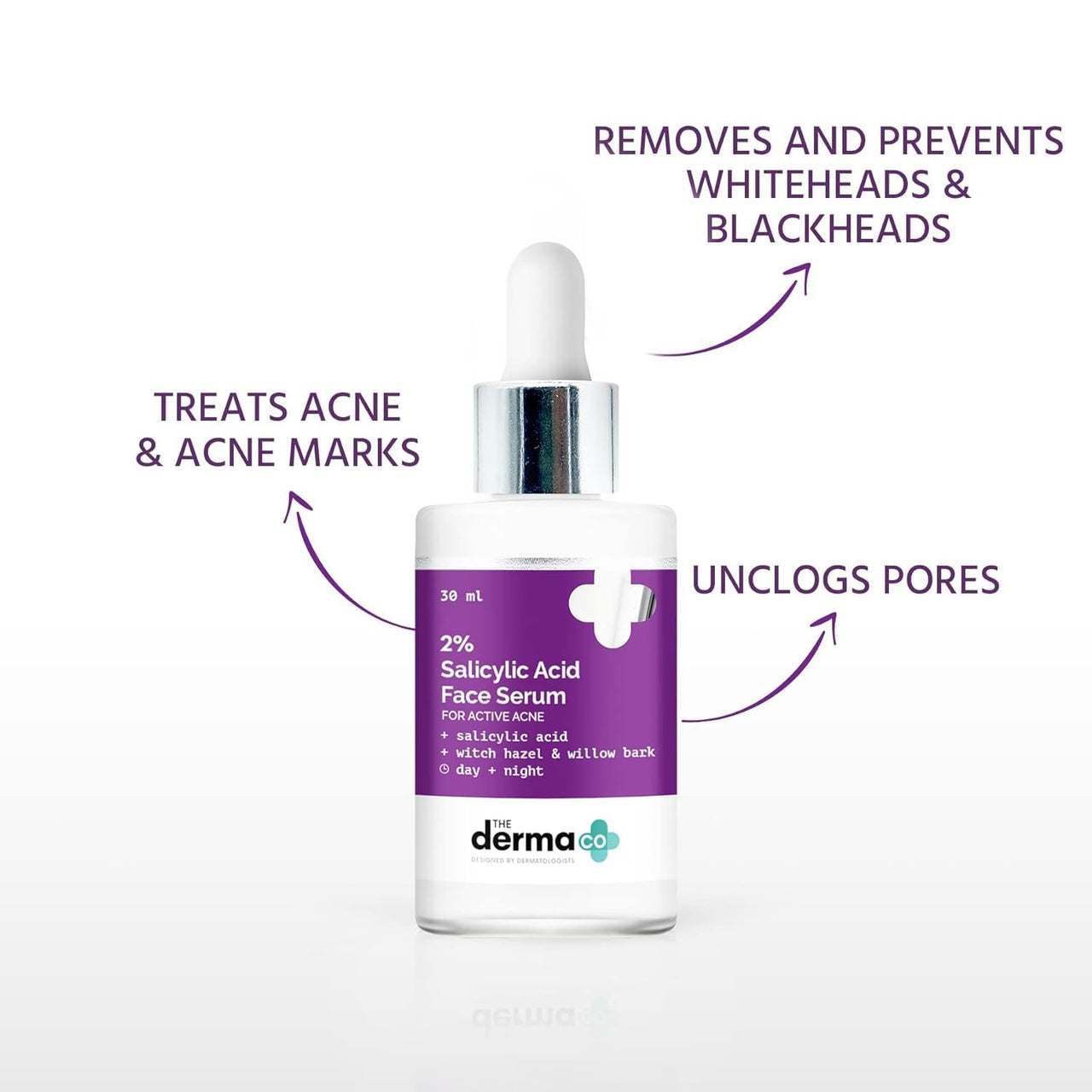 The Derma Co Bye Bye Acne Combo - 3% AHA-BHA Foaming Face Wash (100 ml) + 2% Salicylic Acid Face Serum (30 ml)