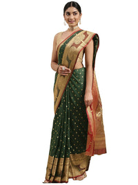 Pandadi Saree Women's  Banarasi Silk Saree With Unstitched Blouse Piece