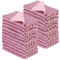 Rachan 11Pack Kitchen Dish Cloths, Reusable Dish Towels, Nonstick Oil Washable Fast Drying, Super Absorbent Coral Velvet Cleaning Cloths for Cleaning Tableware, Kitchen, Bathroom (Pink - green10 x 6