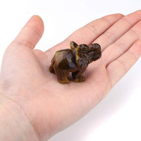 JOVIVI 2pc Natural Carved Healing Gemstones Crystal Elephant Figurine Statues 1.5'' Home Room Decor Desk Decoration Christmas Ornametns, with Gift Box Green + Brown