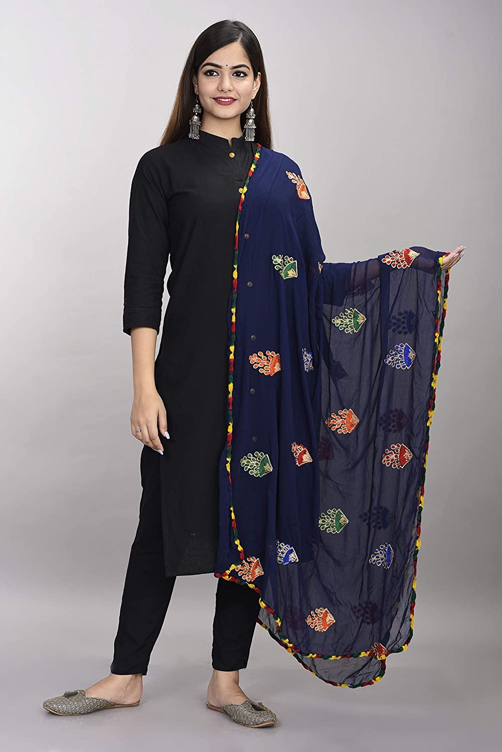 DIAMO Women's  Phulkari Chiffon Dupatta