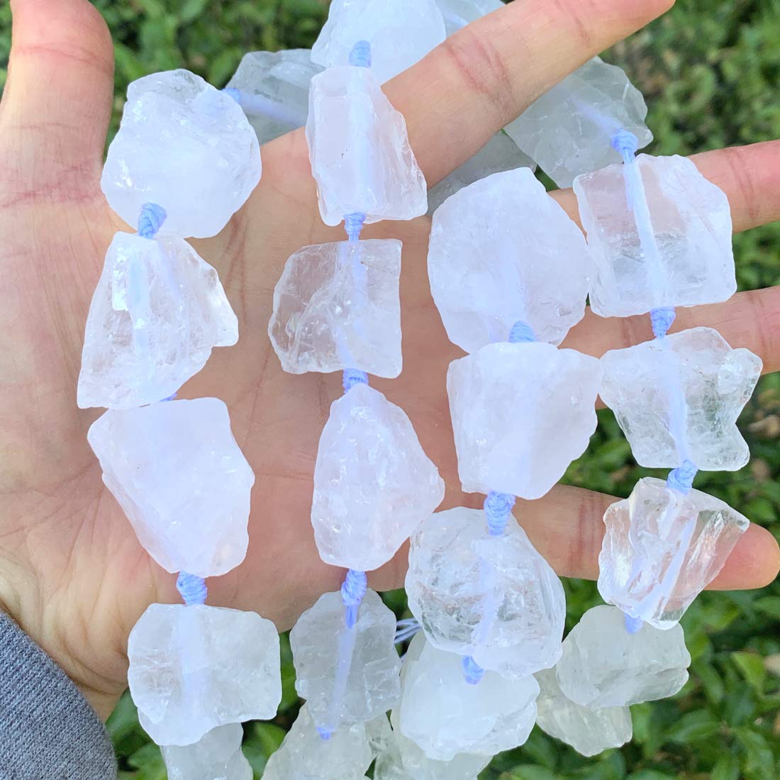 2 Strands Adabele Natural Raw Clear Crystal White Quartz Nugget Rough Gems Stone (30 Inch Total) Chakras Healing Gemstone Loose Beads GA-C1 White Quartz/Clear Crystal 2