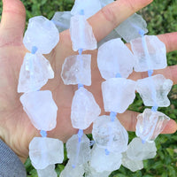 2 Strands Adabele Natural Raw Clear Crystal White Quartz Nugget Rough Gems Stone (30 Inch Total) Chakras Healing Gemstone Loose Beads GA-C1 White Quartz/Clear Crystal 2