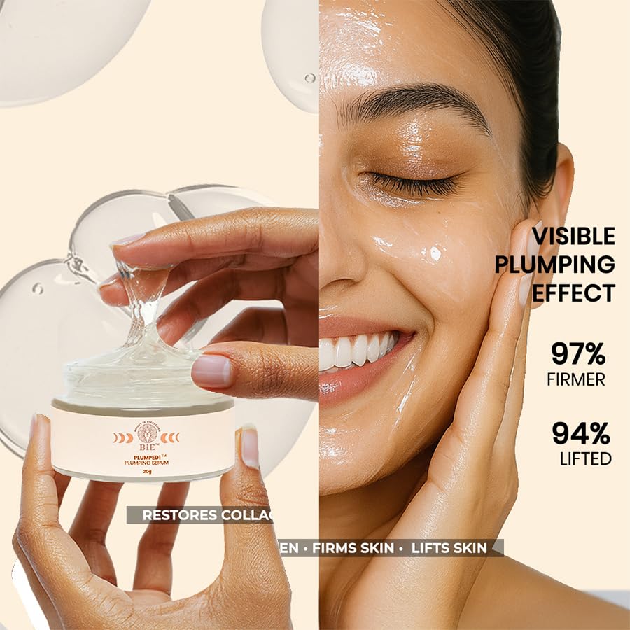 BiE Plumped! | Plumping Serum with Collagen | Stem Cells | Geranium Oil for Hydrated | Smooth Skin | 20gm
