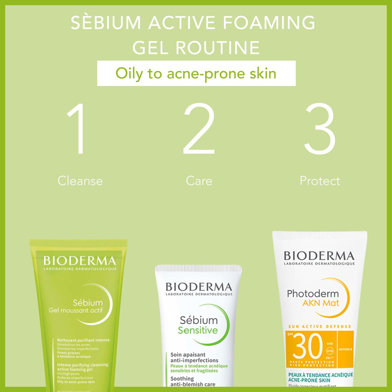 Bioderma Sebium Gel Moussant Actif Intense Purifying Cleansing Foaming Gel with Salicylic & Glycolic acid |Oily and Acne-Prone Skin, 200ml