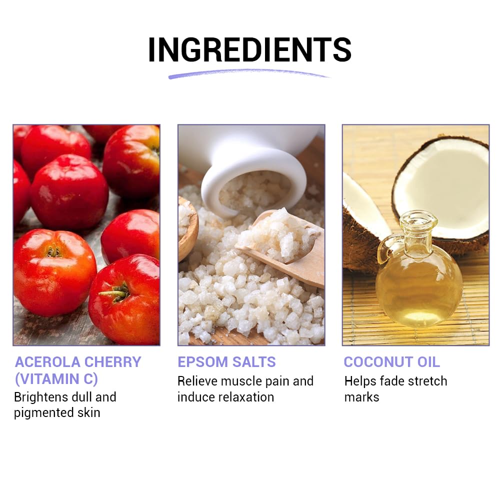 SEREKO Clarifying Gentle Exfoliation Body Scrub made with Fine textured Bath salts, Psycodermatology Formula, Vitamin C and Epsom salts, Skin Brightening Formula & Removes Dead Skin. 100g