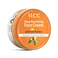 VLCC Deep Nourishing Face Cream with UV Protect - 200g | With Hyaluronic Acid & Shea Butter | UV Protection | Winter Skin Protection | Intense Moisturization & Nourishment