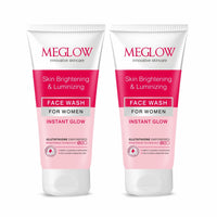 Meglow Skin Brightening & Luminizing Face Wash | Removes Dirt & Impurities for Instant Glow | Enriched with Vitamin C & Aloe Vera to Hydrate, Refresh & Revitalize Skin Pack of 2 (100g each)