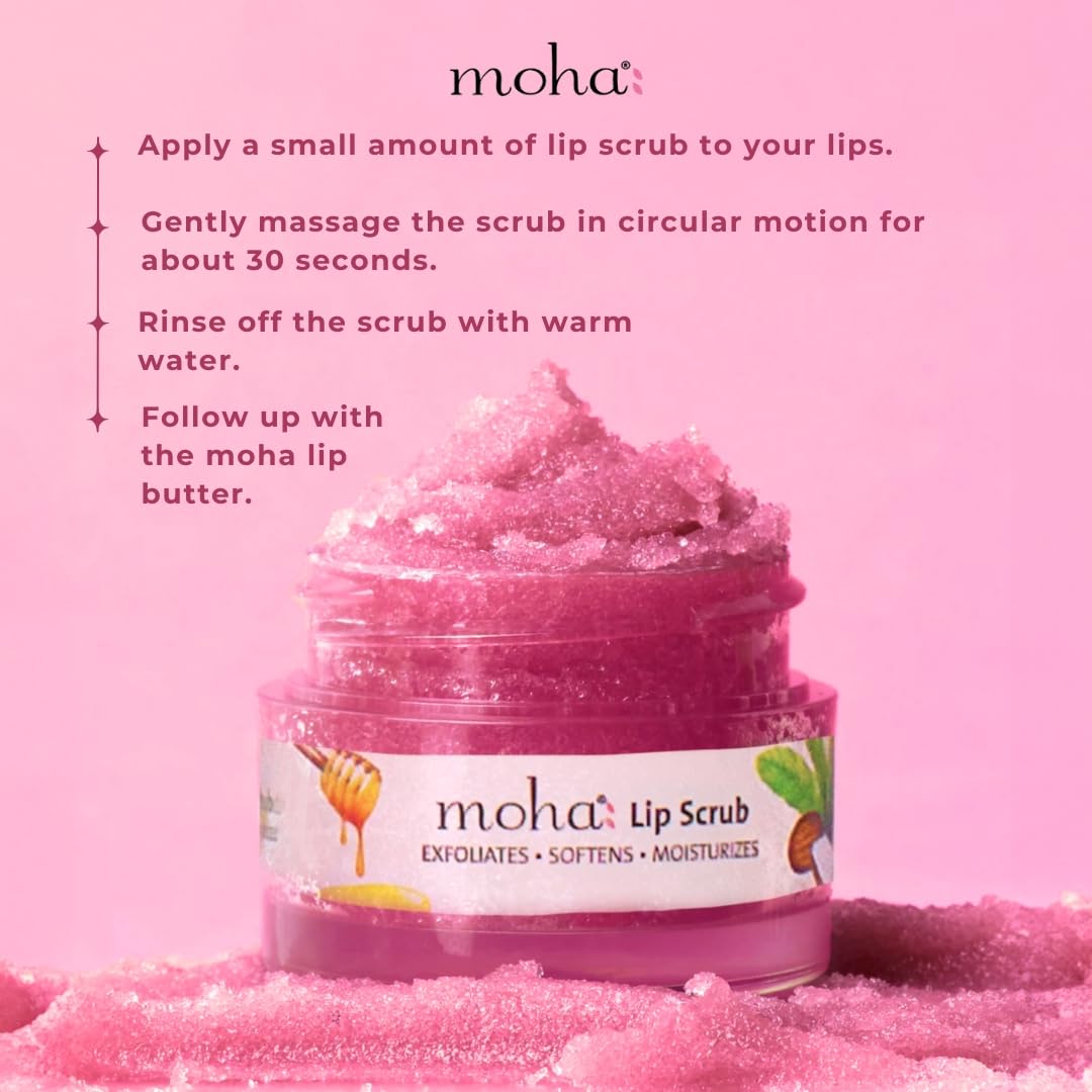 Vedistry Moha: Lip Scrub 12 Gms|Reduction In Dark Lips & Pigmentation|Heals Dry & Chapped Lips|Enriched With Shea Butter, Honey Vitamin E, And C, This Nourishing Lip Scrub Locks In Moisture.
