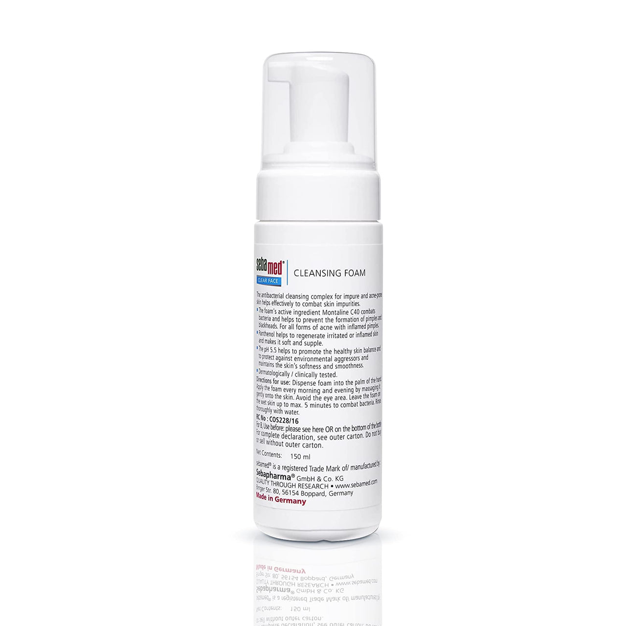 Sebamed Clear Face Cleansing Foam| pH 5.5 | Combats pimples with Montaline C40 | Deep pore cleansing | Dermatologically & clinically tested | 150ml (Pack of 2)