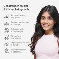 Arata Grow Strong Combo | Intensive Hair Growth Serum & Super Shampoo | Boost Hair Growth | Reduce Hair Loss | Smooth & Shiny Hair | 3% Redensyl, Biotin, Protein, Vitamins | 300ml + 30ml