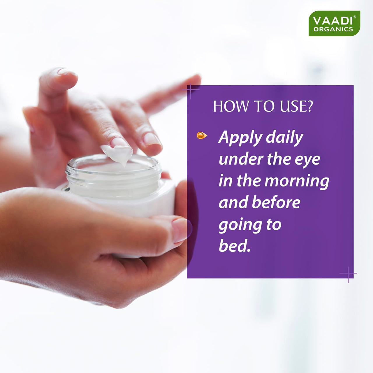 Vaadi Herbals Under Eye Cream, Almond Oil and Cucumber Extract, 30g x 3