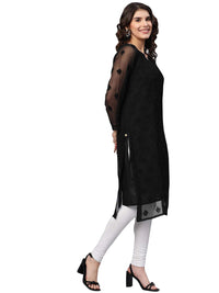Ada Lucknowi Hand Embroidered Chikankari Women's  Georgette Kurta Kurti with Slip