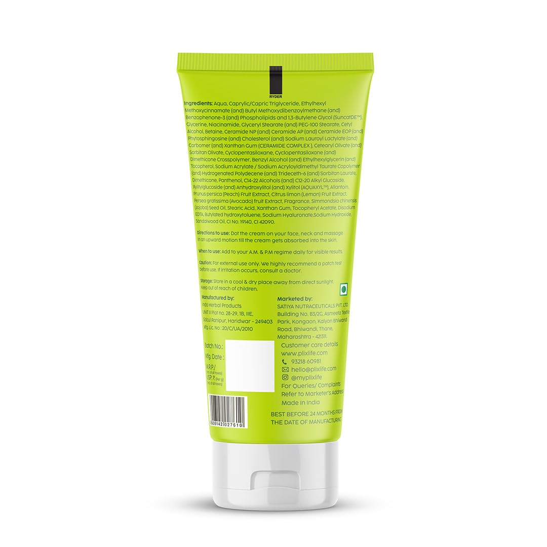 PLIX - THE PLANT FIX Plix-The Plant Fix Avocado Ceramide Moisture Rush Fatty Cream With Spf 20 | Deep Moisturization | Barrier Repair Cream | For Dry Skin, Normal Skin & Sensitive Skin | 50G