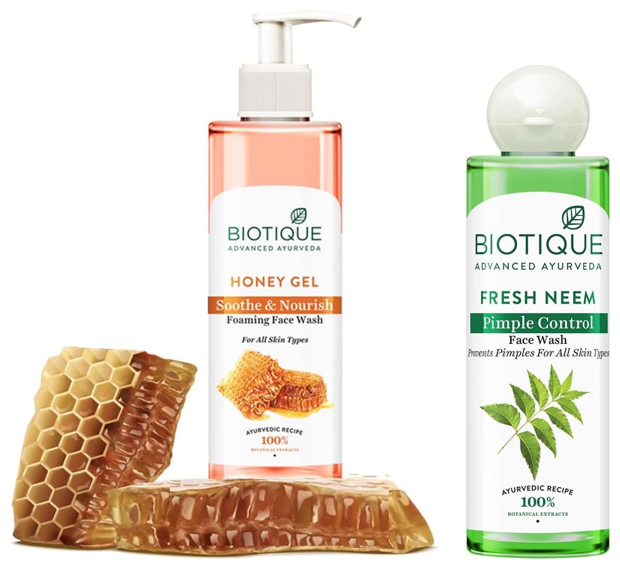 Biotique Bio Neem Purifying Face Wash, 200ml & Honey Gel Refreshing Foaming Face Wash, 200ml