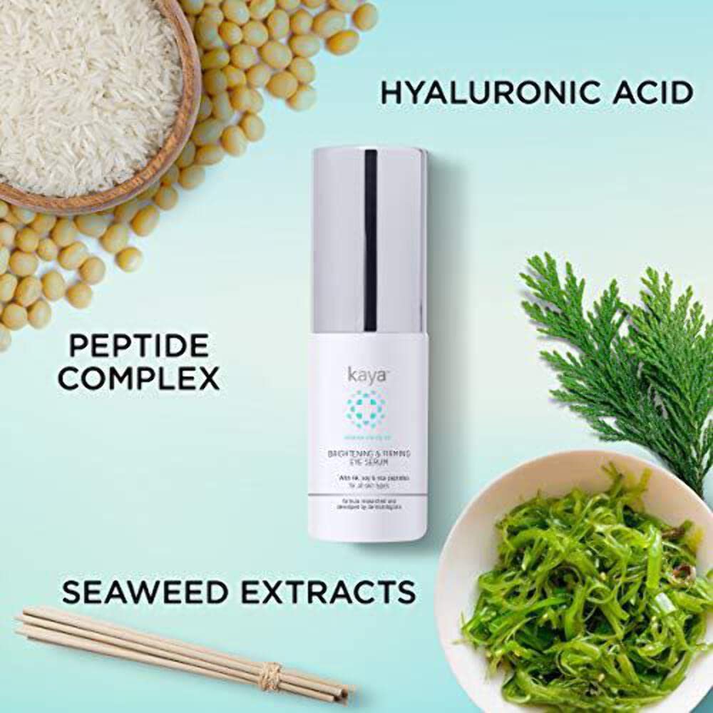 Kaya Clinic Brightening & Firming Eye Serum With Hyaluronic Acid & Rice Peptides, 10ml Reduces Dark Circles & Puffiness, Tighter & Brighter Under Eye Skin, Under Eye Serum