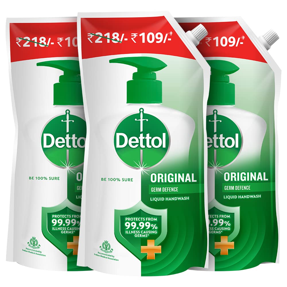 Dettol Liquid Disinfectant for Floor Cleaner, Surface Disinfection,Personal Hygiene & Liquid Handwash Refill - Original Germ Protection Hand Wash | Antibacterial Formula | 10x Better Germ Protection