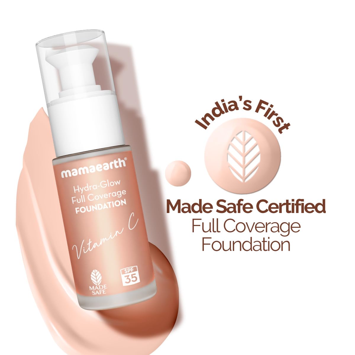 Mamaearth Hydra-Glow Full Coverage Dewy Finish Liquid Foundation With Vitamin C & Turmeric- 30 Ml|Full Coverage|Gives 3X Instant Glow|12-Hour Long Stay & Hydration|Spf 35|Non-Drying (01 Ivory Glow)