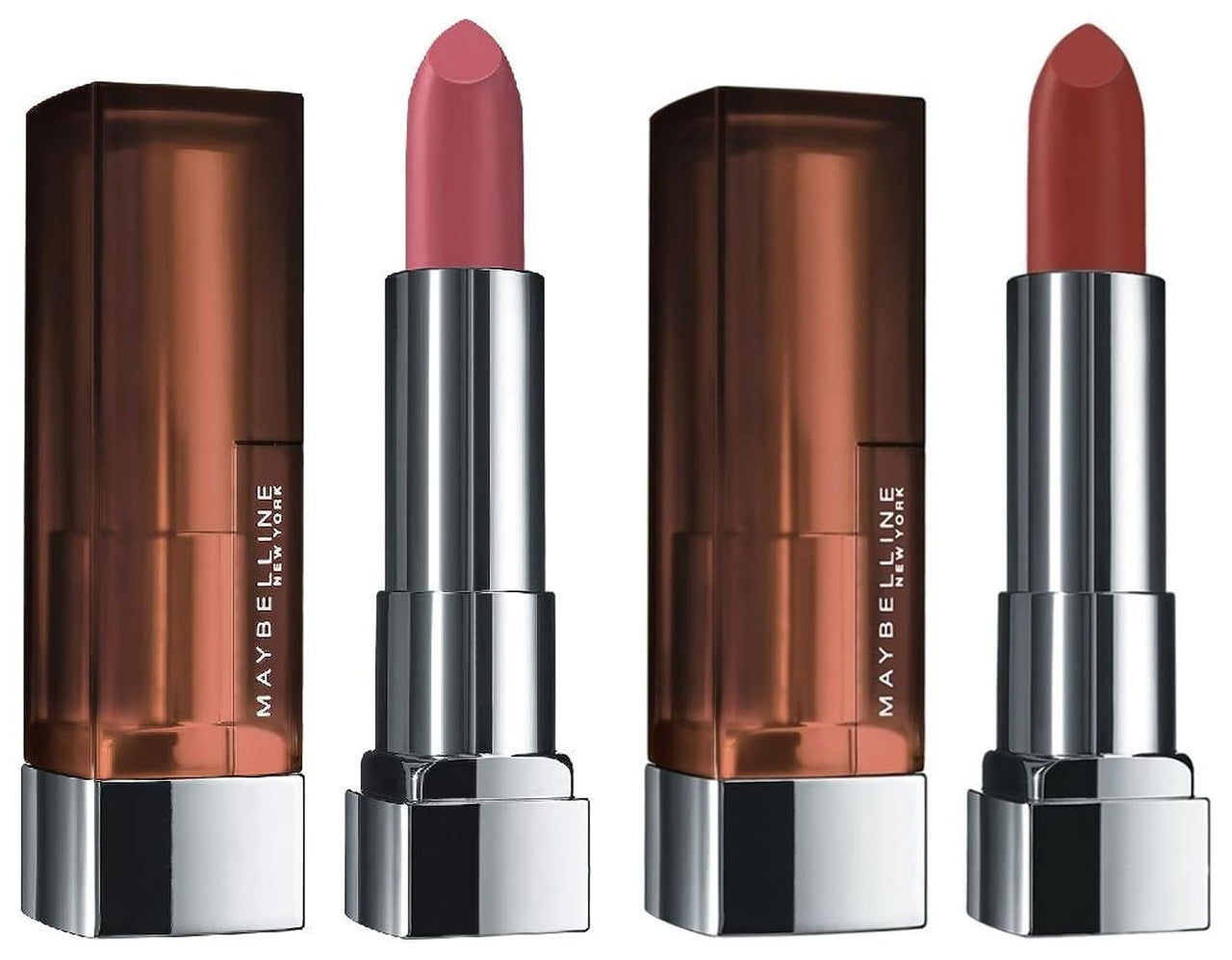 Maybelline New York Matte Lipstick - Intense Colour 676 East Village Rose & Color Sensational Creamy 660 Touch of Spice, 3.9g