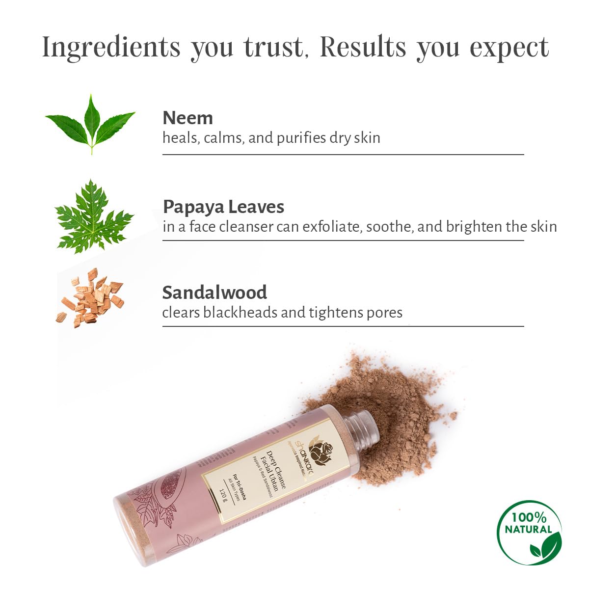 Shankara Deep Cleanse Facial Ubtan with Neem, Rose, Red Sandalwood 120gm