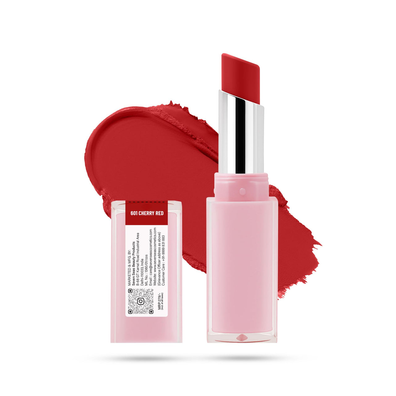Seven Seas Creamy Matte Long Stay Lipstick | Smooth Glide | Waterproof & smudge proof lipstick | High Rich colors Matte Finish Lipstick (CHERRY RED, 3.5g)