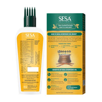 SESA Ayurvedic Hair Oil 100ml With Bhringraj 18 Rare Herbs With 5 Nourishing Oil For Hair Growth Help Control Hair Fall & Strengthen Roots with Easy Hair Oil Applicator For Women and Men