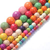 Stone Beads 6mm Colorful Turquoise Gemstone Round Loose Beads Crystal Energy Stone Healing Power for Jewelry Making DIY,1 Strand 15
