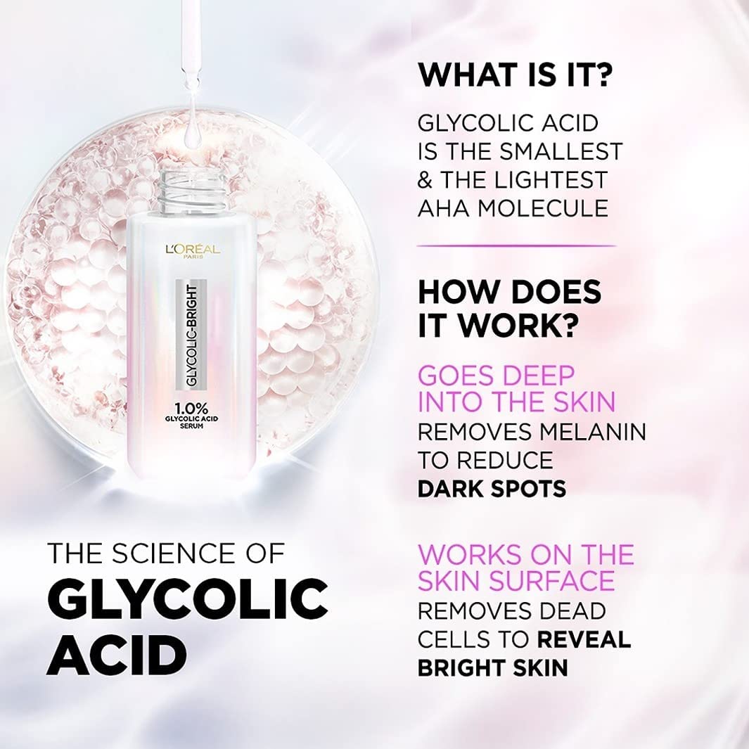 L'Oreal Paris Glycolic Bright Day Cream with SPF 17, 50ml & L'Oreal Paris Glycolic Brightening Serum 30ml