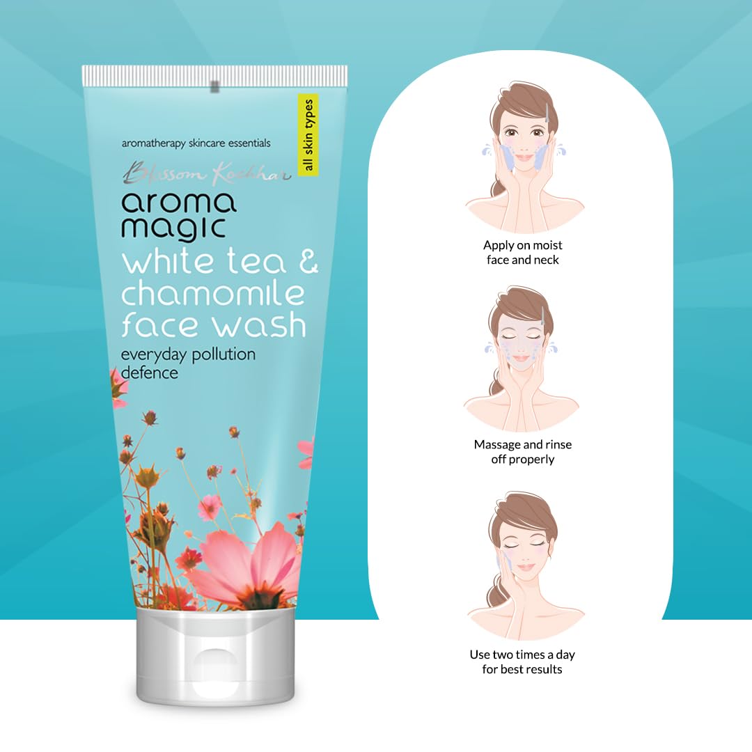Aroma Magic Everyday Pollution Defence White Tea & Chamomile Face Wash| with Soya Milk Extracts| All Skin -100 ml Pack Of 1