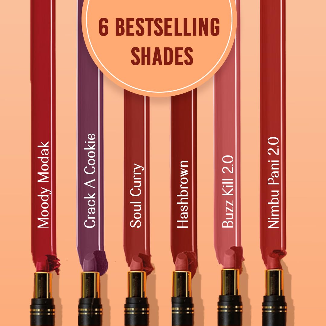 LoveChild Masaba Full Pocket Lipstick, Rustic Brown Matte Bullet Lipsticks For Women, Hydrating & Nourishing With Long lasting Formula Upto 6-Hours, Nimbu Pani 2.0, 4g