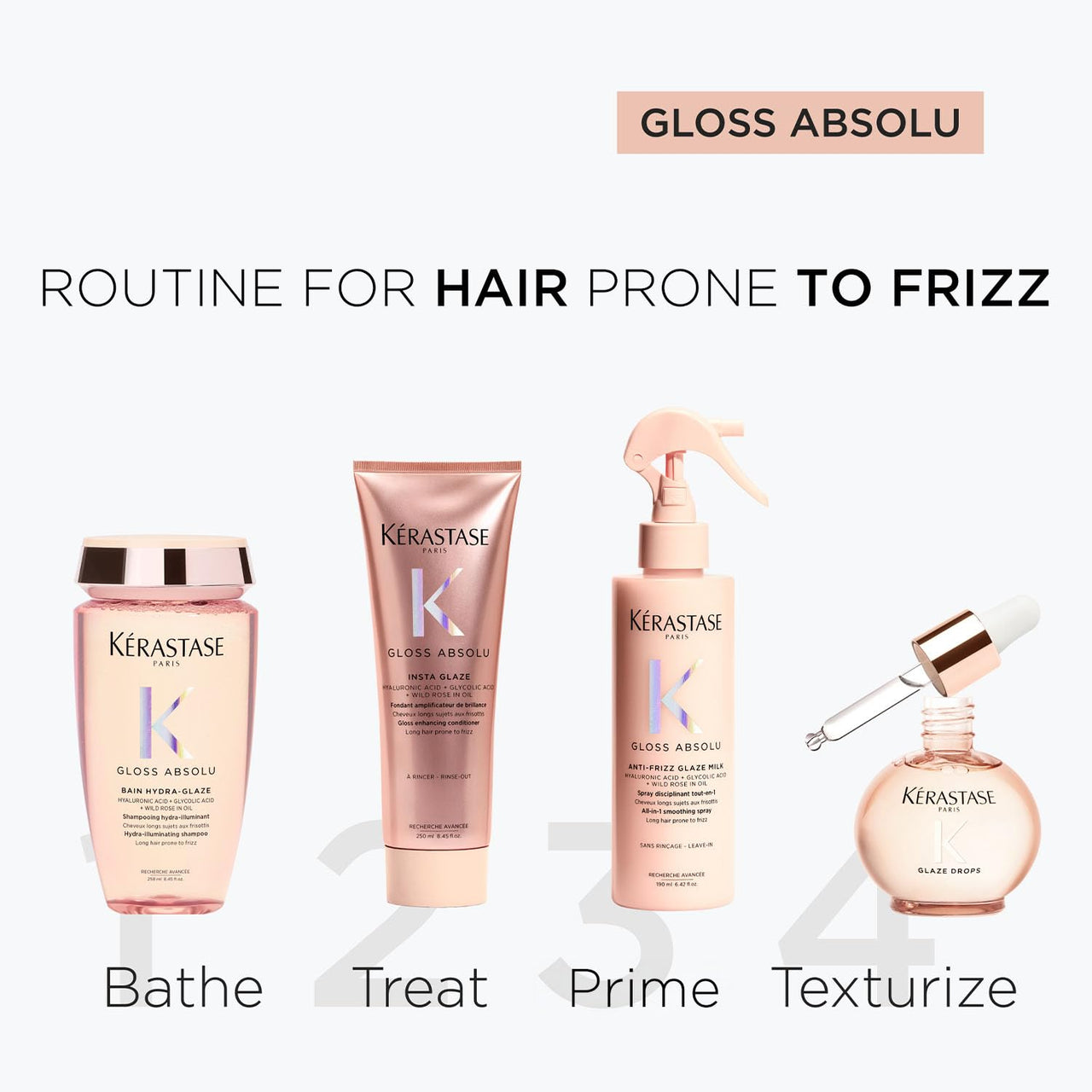 Kérastase Gloss Absolu Glaze Drops Oil-In-Serum For Bouncy, Glossy Hair | Fine To Medium Hair | 2X Glossier Hair | 72H Nutrition | With Wild Rose-In-Oil | 45ml