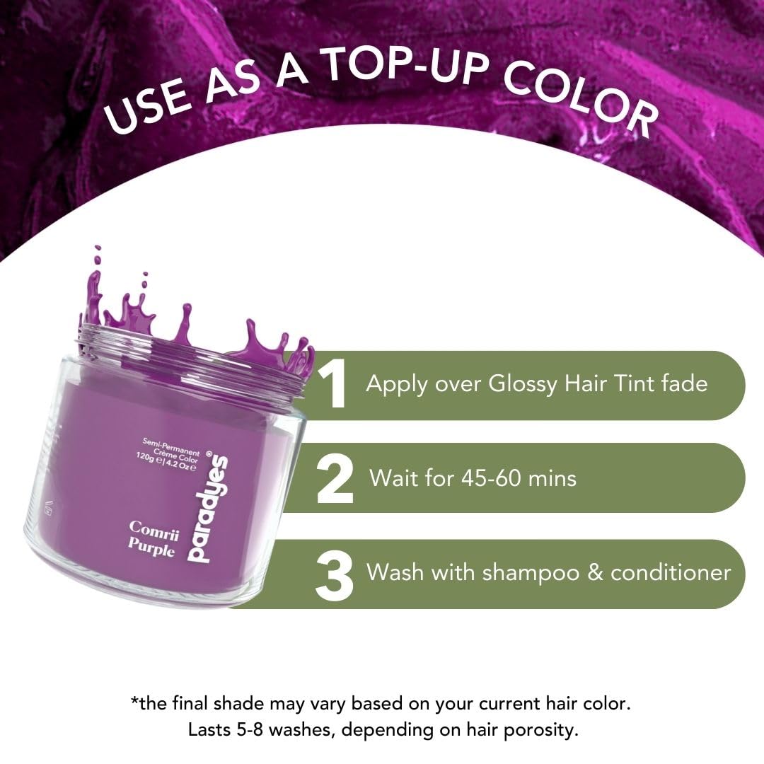 Paradyes Top-up Semi-permanent Comrii Purple DIY Conditioner Based Hair Colour, 120 gm