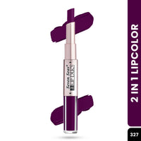 Seven Seas Lip Duo 2 In 1 Lipstick Matte Finish 2-in-1 Duo Liquid Lipstick with Matte Finish and Moisturizing Gloss (Plum, 7ML)
